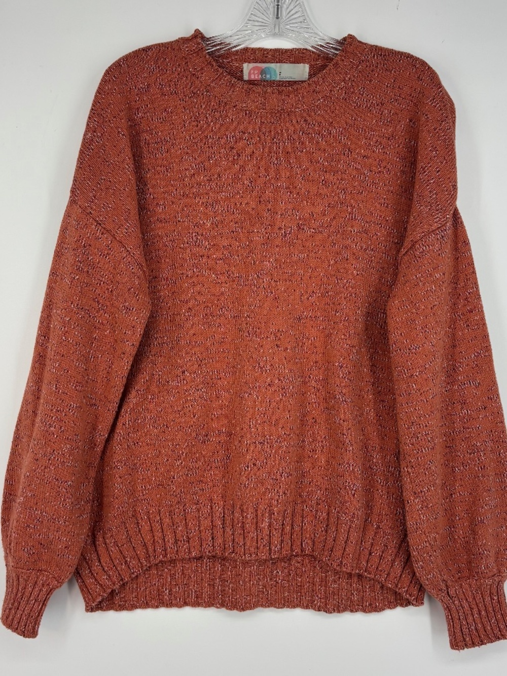 Free People Beach Womens Small Gio Pullover Sweater Dusty Orange Speckle Long Sl